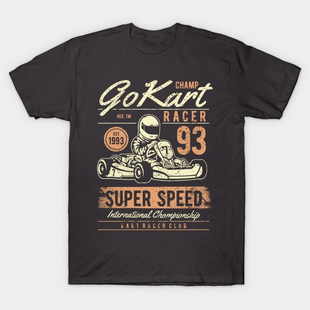 Go Kart Racer Vintage Design T-Shirt by Jarecrow 